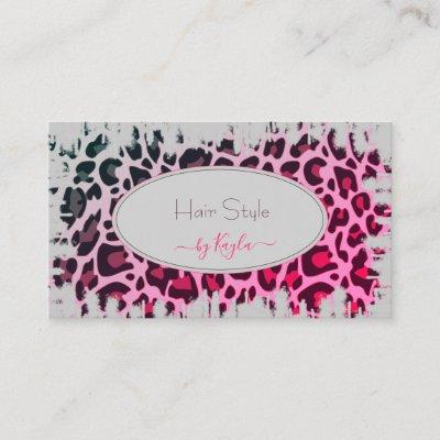 Fashionable Pink Ombre Leopard Pattern Hair Salon