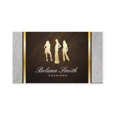 Fashions / White Leather & Wood / Gold Trim