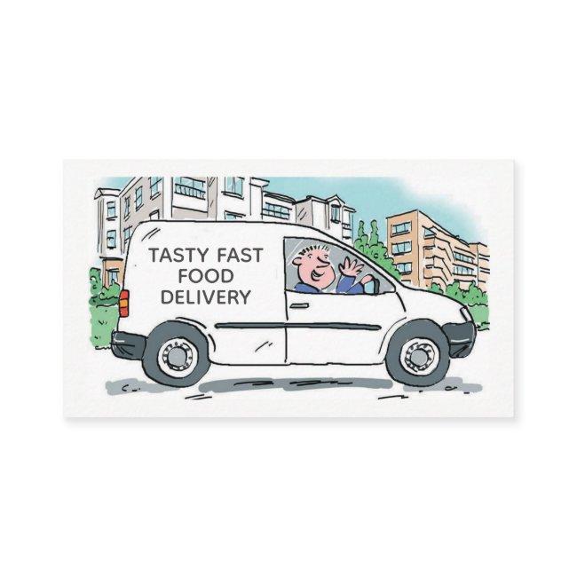 Fast Food Delivery with Name on Company Van