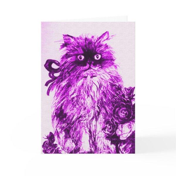 FATHER'S DAY KITTEN WITH PURPLE ROSES CARD