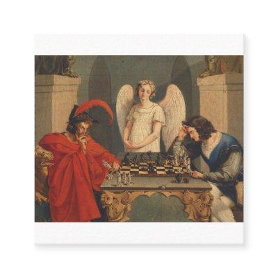 Faust And Mephistopheles Playing Chess Square