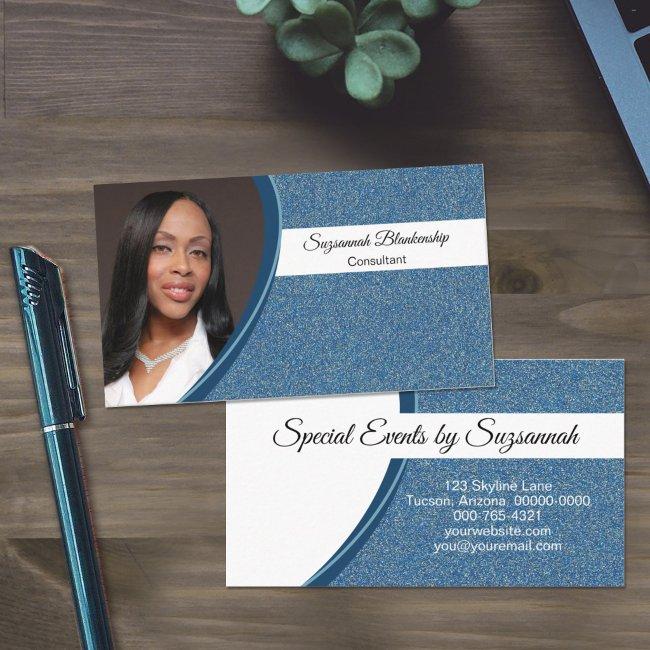 Faux Blue Glitter Professional Custom Photo