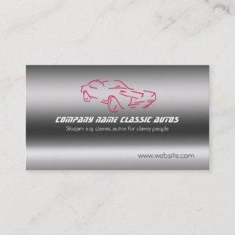 Faux Brushed Steel - Red Classic Car template