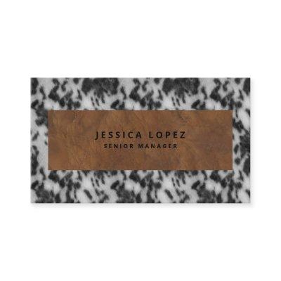 Faux Cowhide & Leather Rustic Animal Print Black