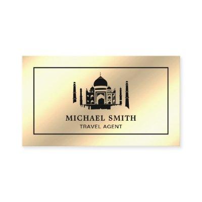 Faux Cream Gold Foil Taj Mahal Travel Agent