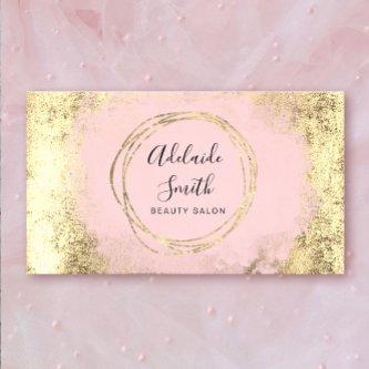 FAUX foil circle pink watercolor on FAUX gold