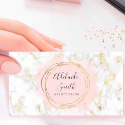 FAUX foil circle pink watercolor on marble