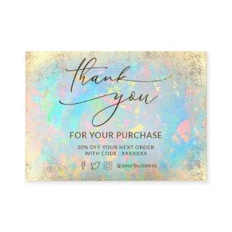 faux foil opal background thank you card