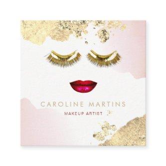 FAUX foil watercolor blush golden lashes Square
