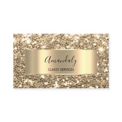 Faux Glam Gold Frame Glitter QR Code Logo Shop  Bu
