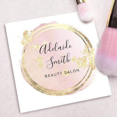 FAUX glitter effect on pink watercolor circle Square