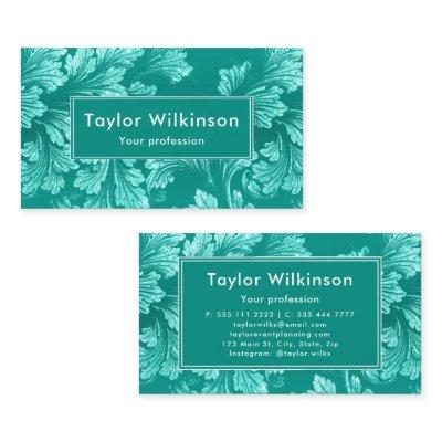 Faux Glitter Elegant Floral Leaves on Green