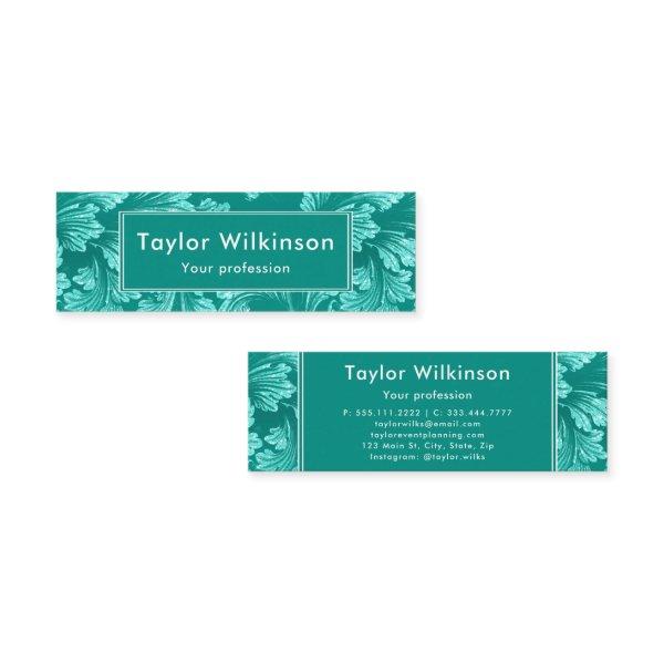 Faux Glitter Elegant Floral Leaves on Green Mini