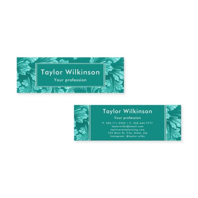 Faux Glitter Elegant Floral Leaves on Green Mini