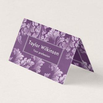 Faux Glitter Elegant Floral Leaves on Purple