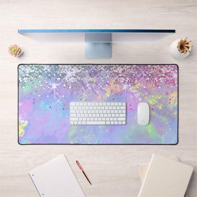 faux glitter opal desk mat