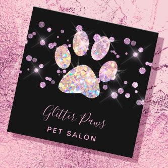 faux glitter paw print square