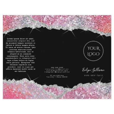 Faux glitter pink sequin brochure