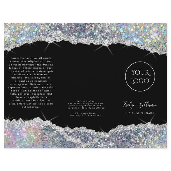 Faux glitter silver sequin brochure