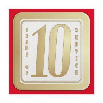 FAUX GOLD 10 year employee service award Thank You Card