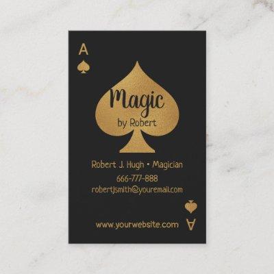 Faux Gold and Black Spade Ace Poker Magician