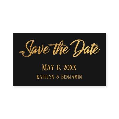 Faux Gold & Black Wedding Detail Save the Date