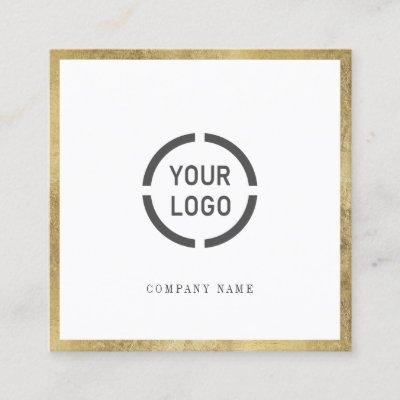 Faux gold border custom company logo professional square