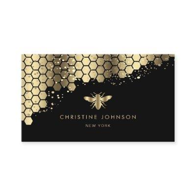 faux gold foil bee on black
