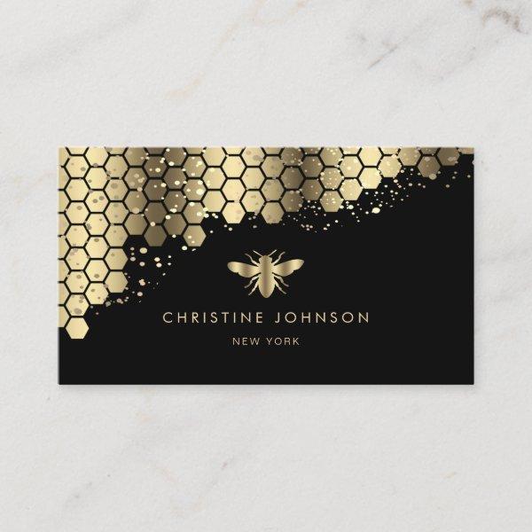 faux gold foil bee on black