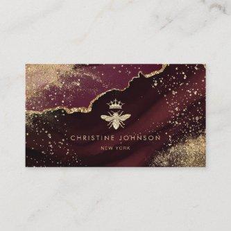 faux gold foil bee on burgundy