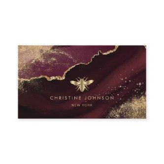 faux gold foil bee on burgundy design