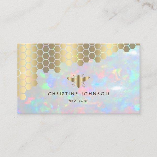 faux gold foil bee on opal texture