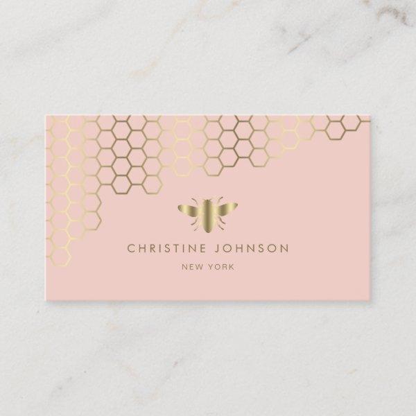 faux gold foil bee on pink blush