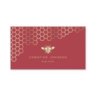 faux gold foil bee on red