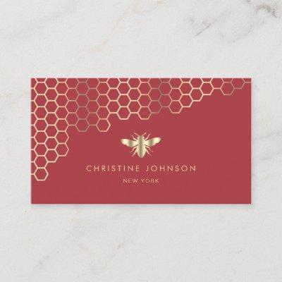 faux gold foil bee on red
