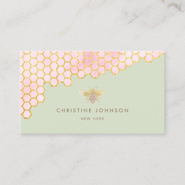 faux gold foil bee on sage green