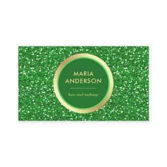 Faux Gold Foil Circle Green Glitter Makeup Artist