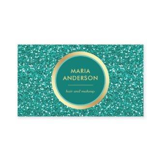 Faux Gold Foil Circle Teal Glitter Makeup Artist