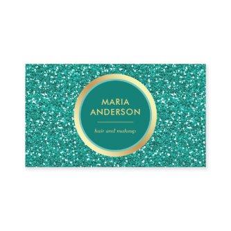 Faux Gold Foil Circle Teal Glitter Makeup Artist