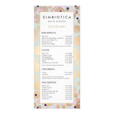 Faux Gold Foil Circles Confetti Salon Service Menu