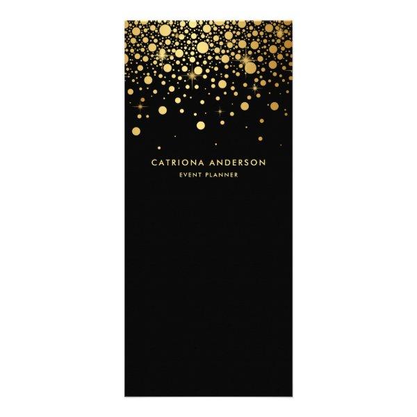 Faux Gold Foil Confetti Business Rack Card | Black