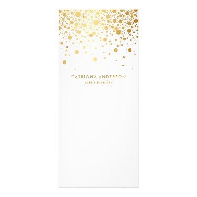 Faux Gold Foil Confetti Business Rack Card | White