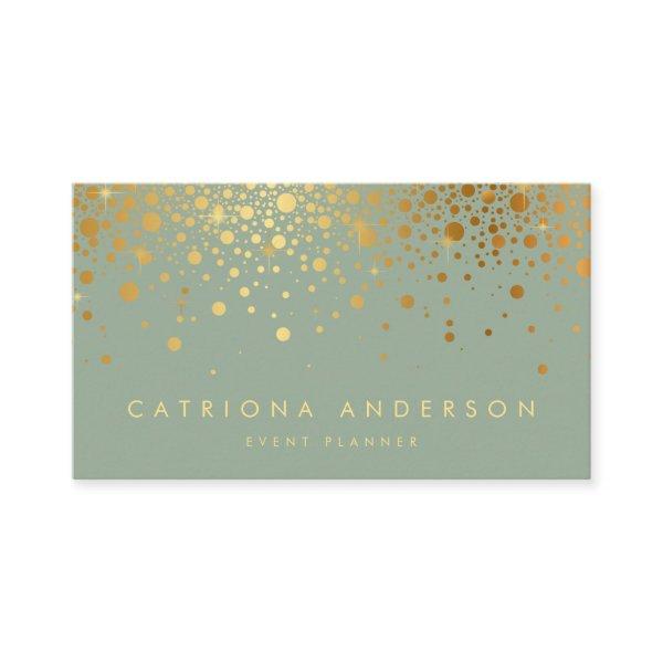 Faux Gold Foil Confetti Dots Sage Green