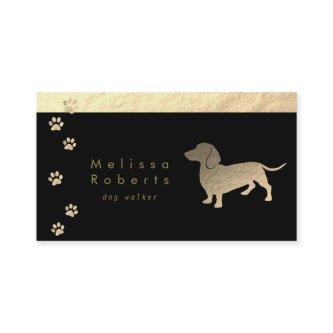 FAUX gold foil dachshund dog silhouette