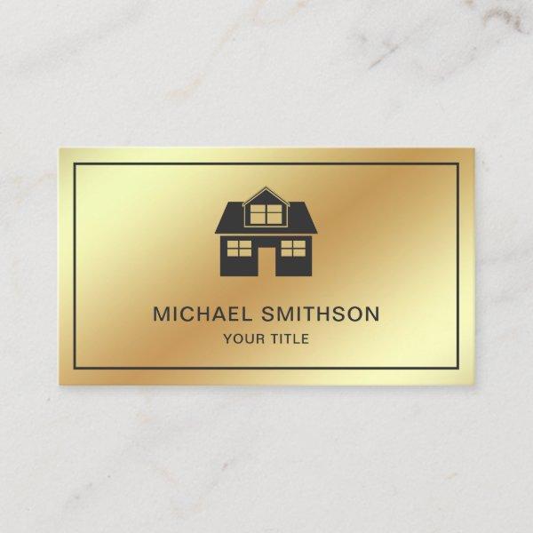 Faux Gold Foil Home Icon Real Estate Agent