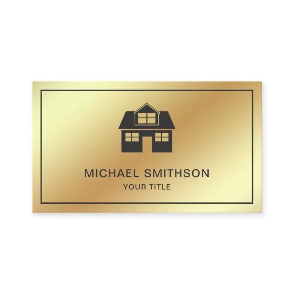 Faux Gold Foil Home Icon Real Estate Agent