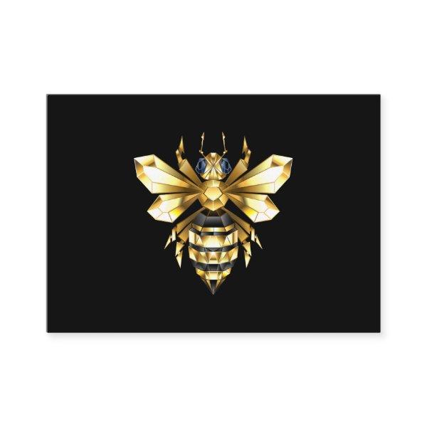 Faux Gold Foil Logo Bee Polygonal on Black
