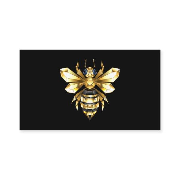 Faux Gold Foil Logo Bee Polygonal on Black
