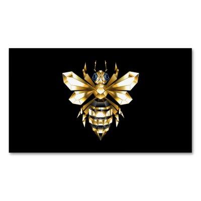Faux Gold Foil Logo Bee Polygonal on Black  Magnet