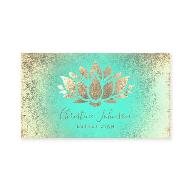 faux gold foil lotus on mint gradient